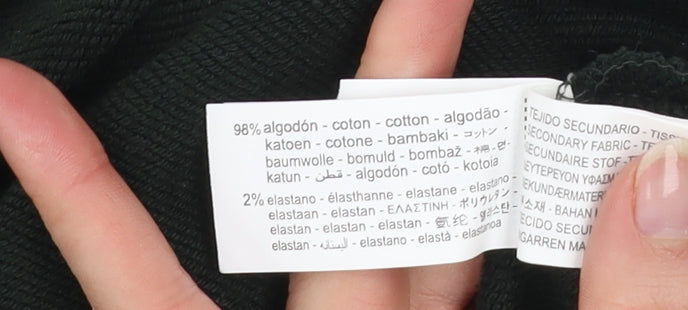 Zara Men Black Collared Pullover Jumper Medium Cotton Blend