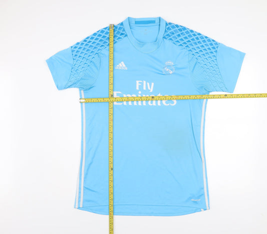 Adidas Men Blue Real Madrid Climachill Football Jersey T-Shirt Size L
