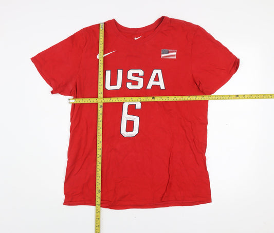 Nike Men's Red USA #6 Athletic Sports T-Shirt Size L