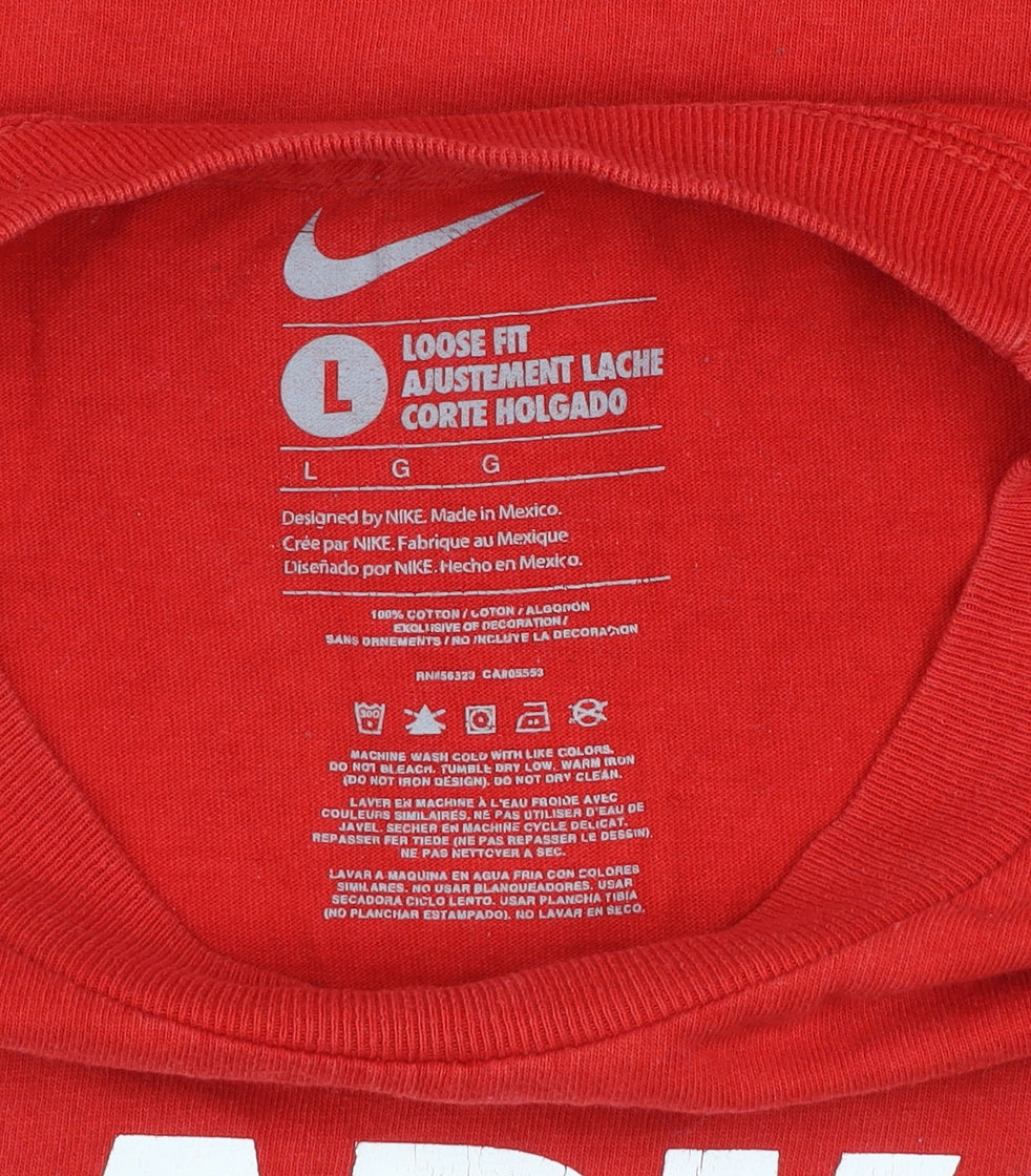 Nike Men's Red Loose Fit Graphic Sports T-Shirt Size L