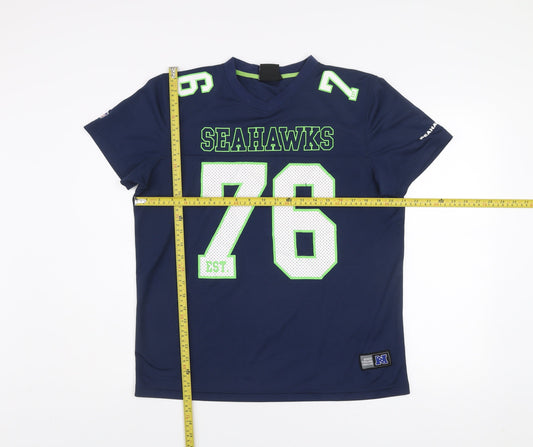 NFL Team Apparel Men's Blue Seahawks Jersey T-Shirt Size L