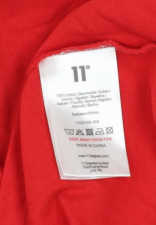 11 Degrees Men’s Red Slim Fit Cotton Crew Neck T-Shirt Size S