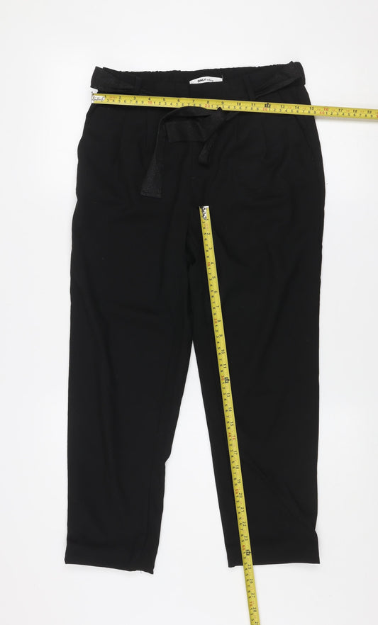ONLY Womens Black Paperbag Belted Tailored Trousers Size S