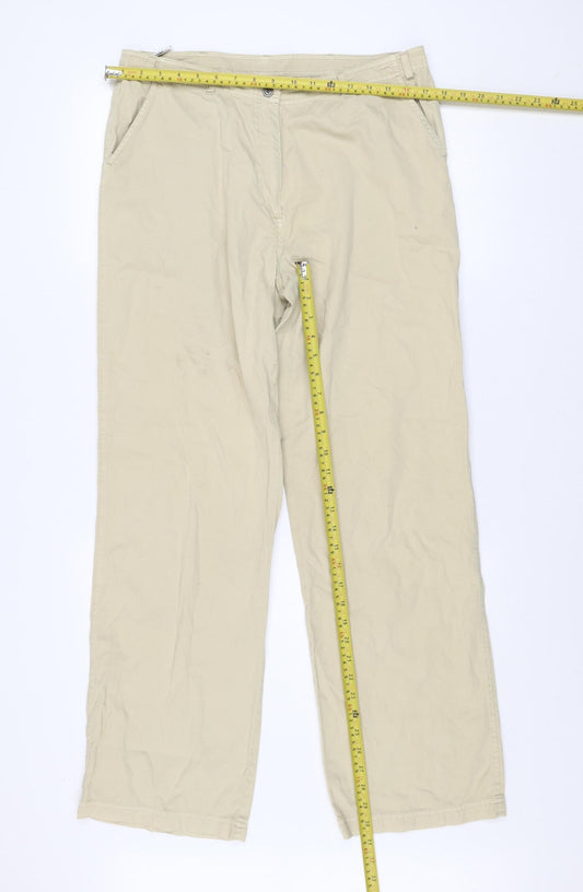 EAST Womens Beige Cotton Chino Trousers Size 14 Straight Leg