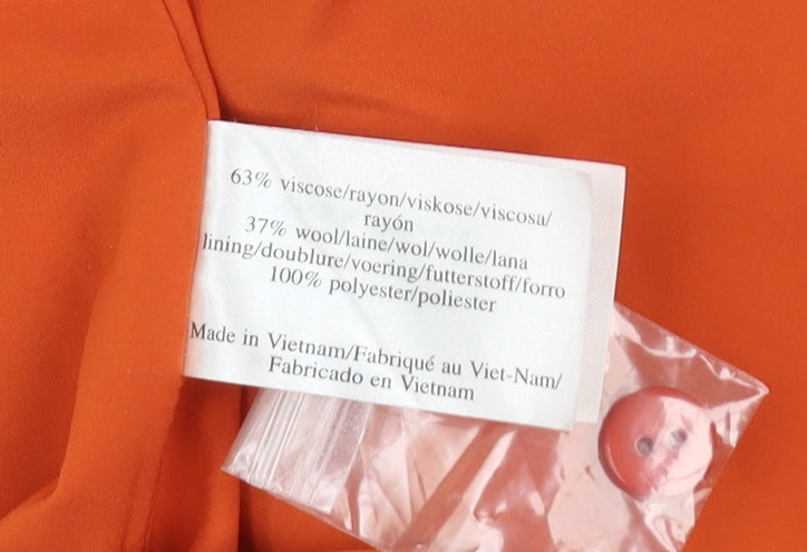 Laura Ashley Women's Orange Wool Blend Pencil Skirt UK 14