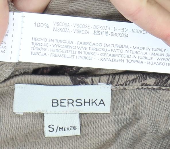 Womens UK Size S Bershka Beige Tunic Blouse