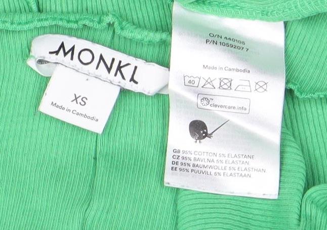 Womens UK Size XS Monki Green Basic T-Shirt