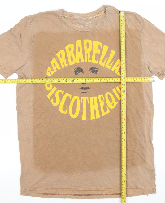 The Garden Men's Beige Barbarellas Discotheque Retro Graphic T-Shirt M