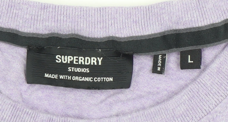 Superdry Studios Men's Lilac Organic Cotton Crew Neck T-Shirt Size L