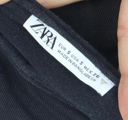 Womens UK Size S Zara Black Basic T-Shirt