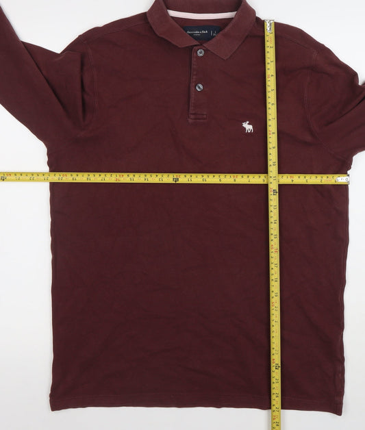 Abercrombie & Fitch Men's Brown Long Sleeve Stretch Polo Shirt Size L