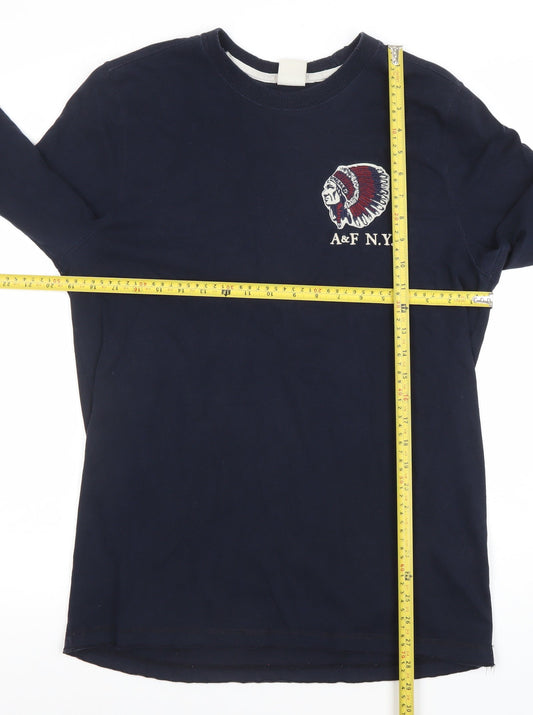 Abercrombie & Fitch Men's Blue Crew Neck Athletic Sweatshirt L