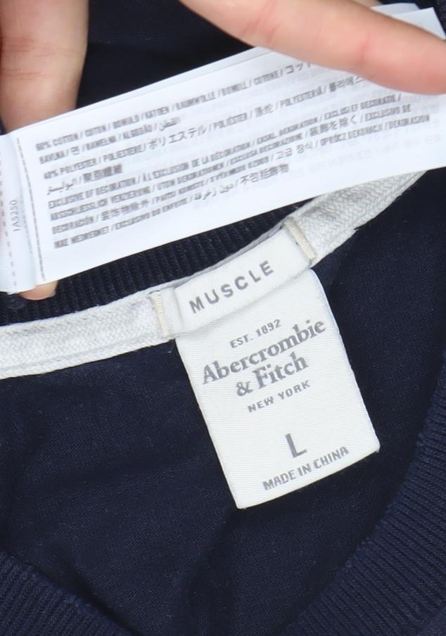 Abercrombie & Fitch Men's Blue Crew Neck Athletic Sweatshirt L