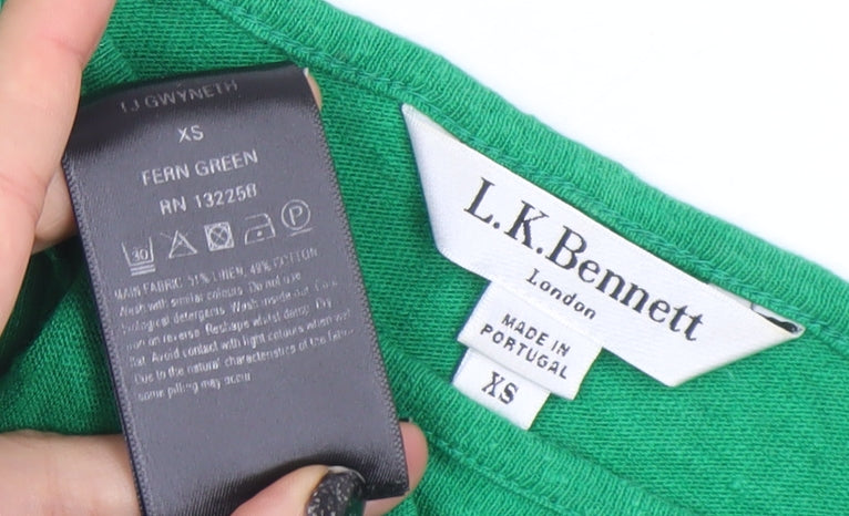 Womens UK Size XS L.K. Bennett Green Basic T-Shirt