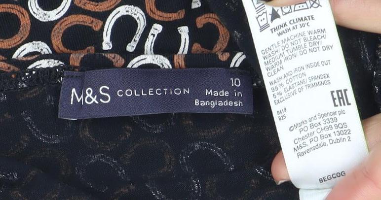 Womens UK Size 10 Marks and Spencer Brown Basic Blouse