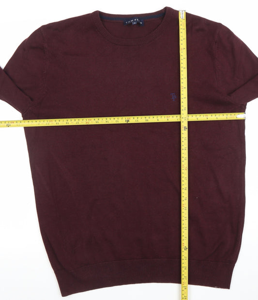 Tom Penn Men's XL Red Cotton Crew Neck Jumper