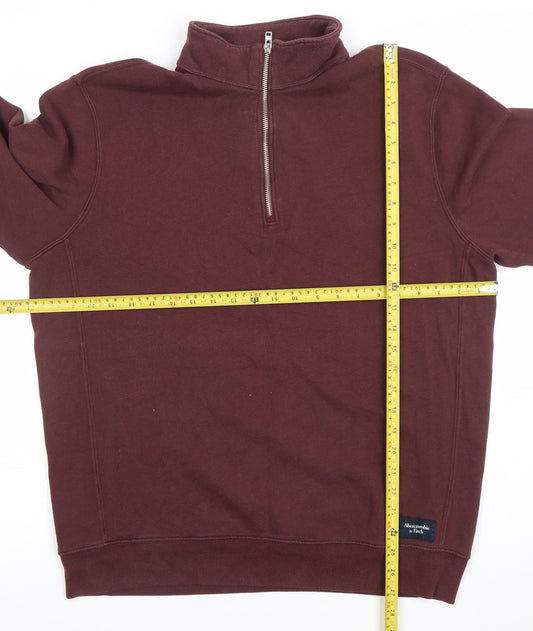 Abercrombie & Fitch Men's Brown L Half Zip Fleece Sweatshirt