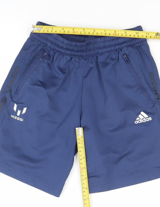 adidas Boys Blue Messi Athletic Football Shorts 9-10 Years 100% Polyester