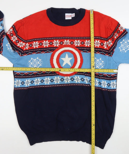 Marvel Men’s 2XL Multicoloured Captain America Fair Isle Christmas Jumper
