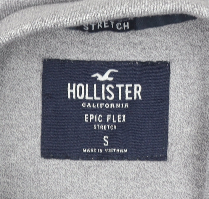 Hollister Men's Grey Slim Fit Epic Flex Short Sleeve Polo Shirt S