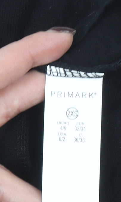 Womens UK Size 2XS Primark Black Basic T-Shirt