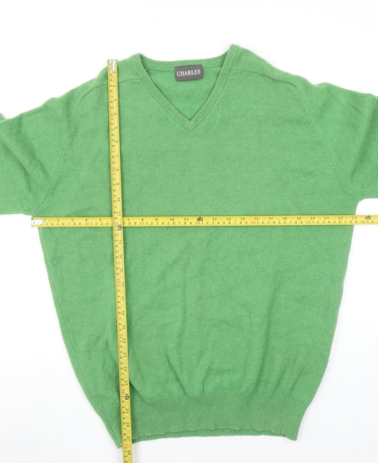 CHARLES Men’s Green Lambswool V-Neck Jumper XL