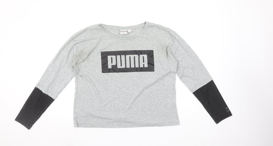 Womens UK Size 14 PUMA Grey Gym & Training Running & Jogging Yoga T-Shirt