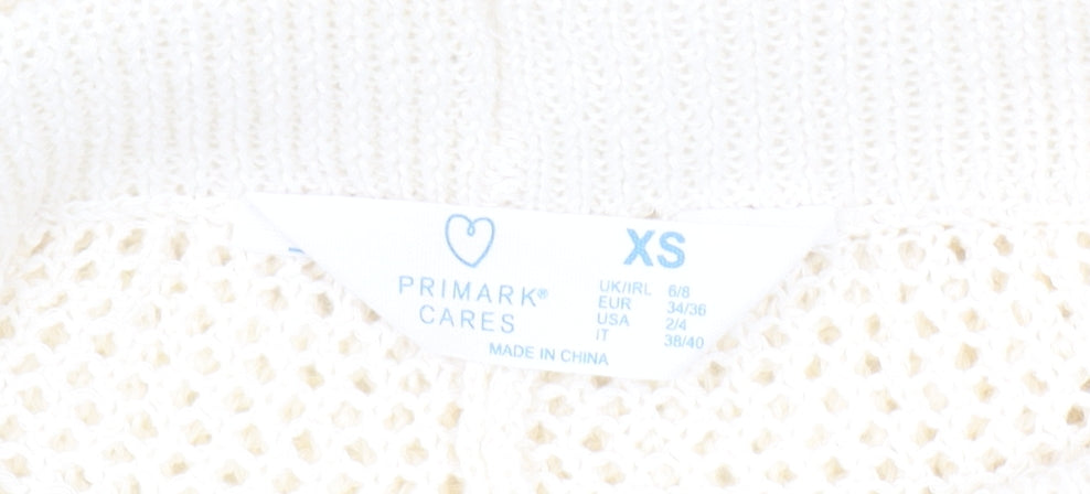 Primark Women’s Ivory Cotton Knit Wide-Leg Drawstring Trousers XS