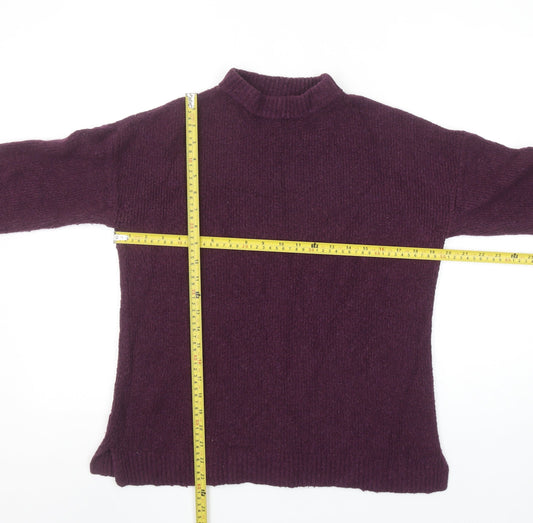 Gap Women's Purple Mock Neck Wool Blend Knit Jumper Size S
