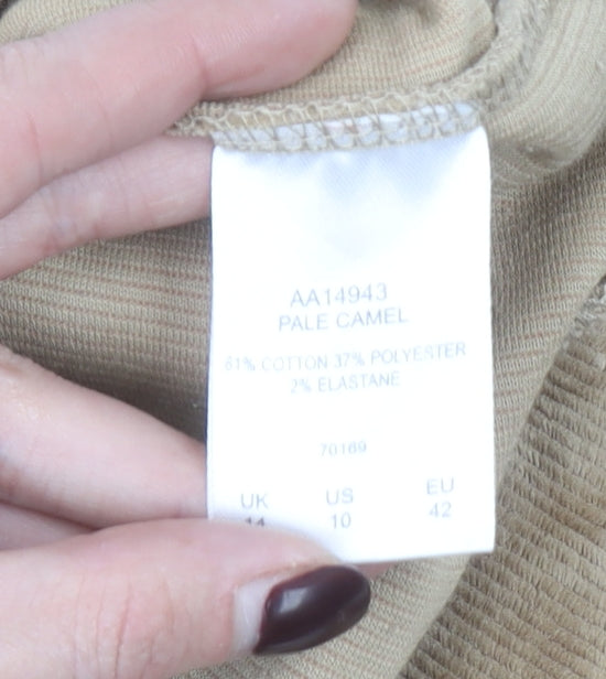 Cotton Traders Women Beige Size 14 Pullover Hoodie Corduroy Effect