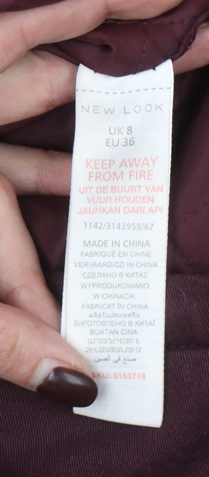 New Look Women's Brown Hooded Parka Coat Size 8 Long Sleeve