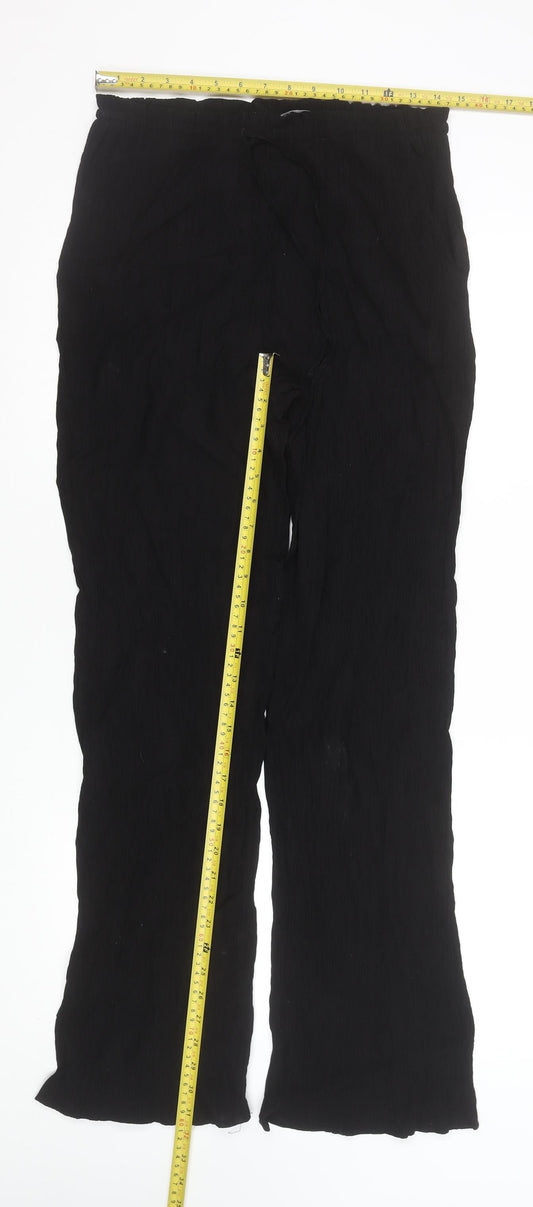 Womens UK Size S Zara Relaxed Fit Casual Travel Black Trousers