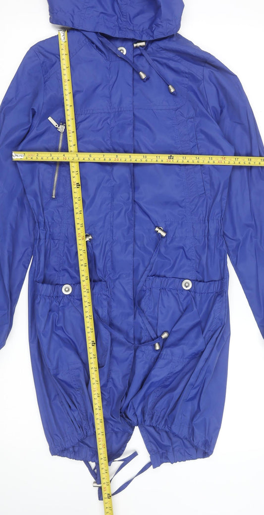 New Look Women's Blue Hooded Anorak Jacket Size 8 Lightweight Mid-Length