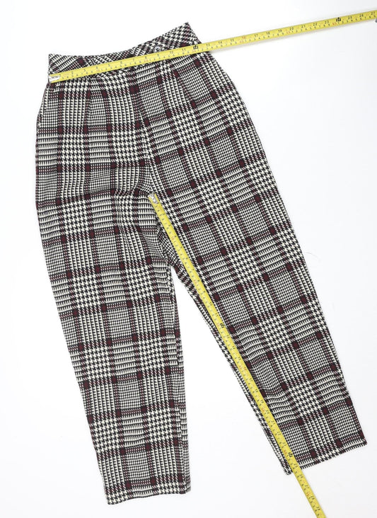 Topshop Women's Multicoloured Check High Rise Tapered Trousers UK 6