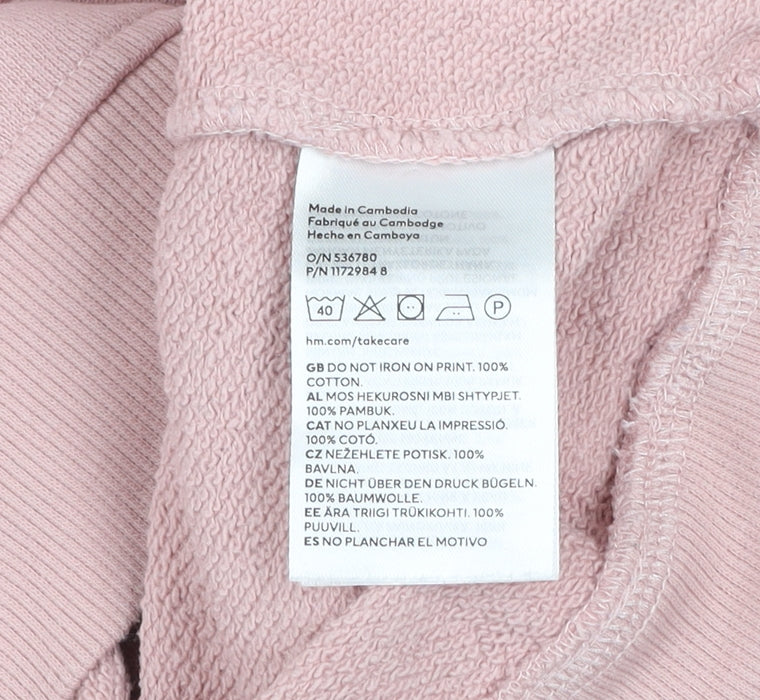 H&M Divided Women Pink Berkeley Pullover Sweatshirt Size 12 Cotton