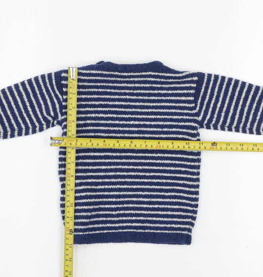 Marks and Spencer Unisex Baby Blue Striped Knit Jumper 12-18 Months