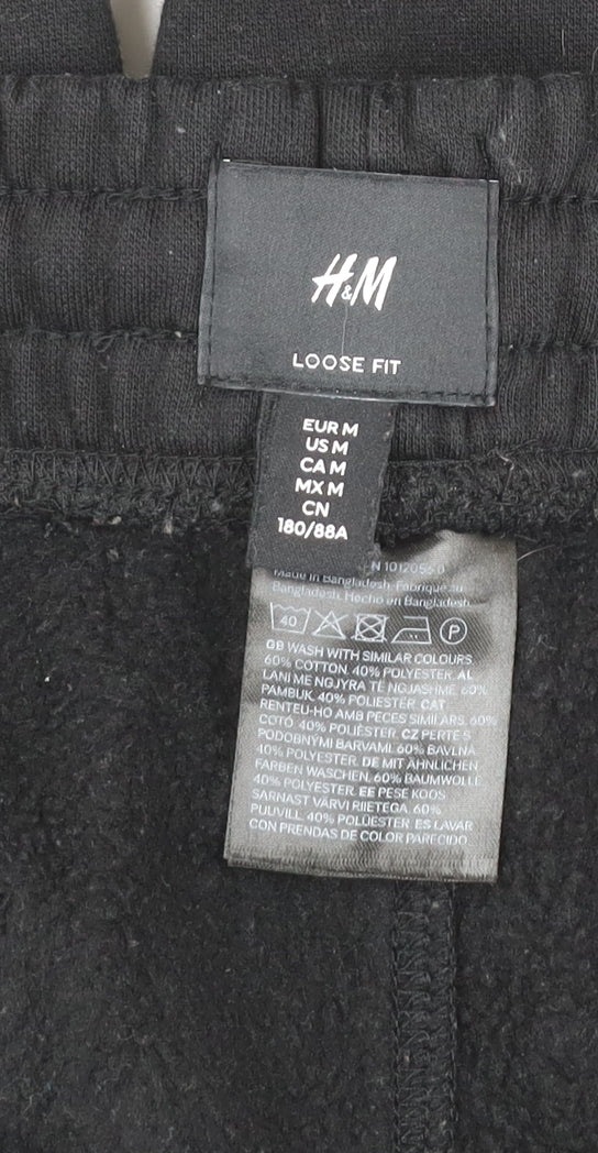 H&M Women’s Black Jogger Trousers Size 12 Cotton Blend Relaxed Fit