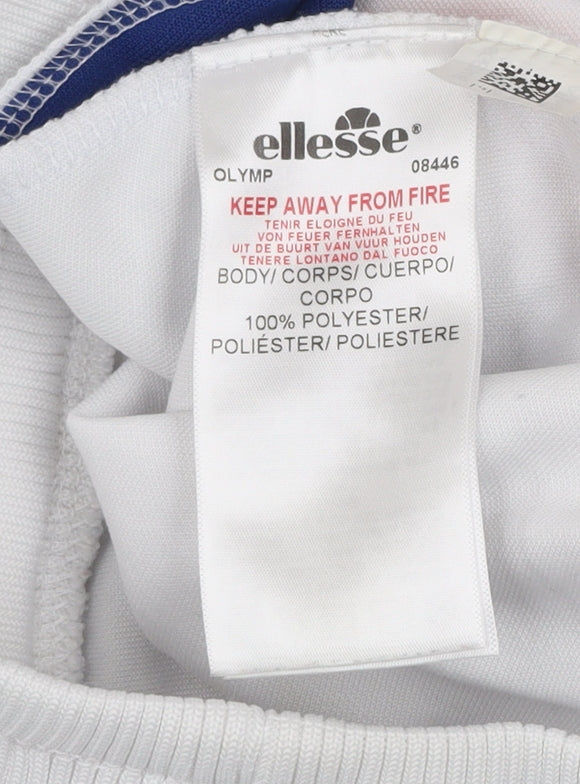 Additional view of Ellesse women’s white jogger trousers, size UK 10, colourblock polyester gym pants