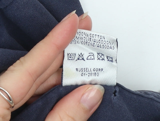 Jerzees Men Blue Vintage Cotton Crew Neck Short Sleeve T-Shirt M