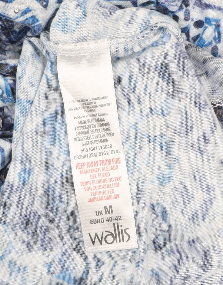 Womens UK Size M Wallis Blue Cropped Blouse