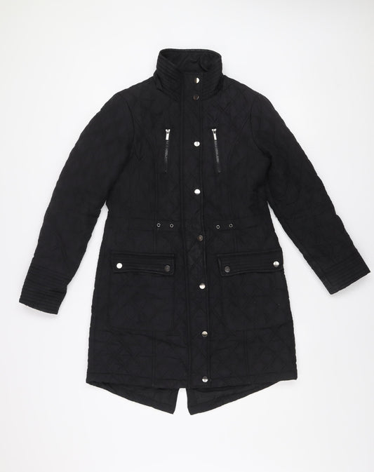 Womens UK Size 8 TU Black Quilted Coat