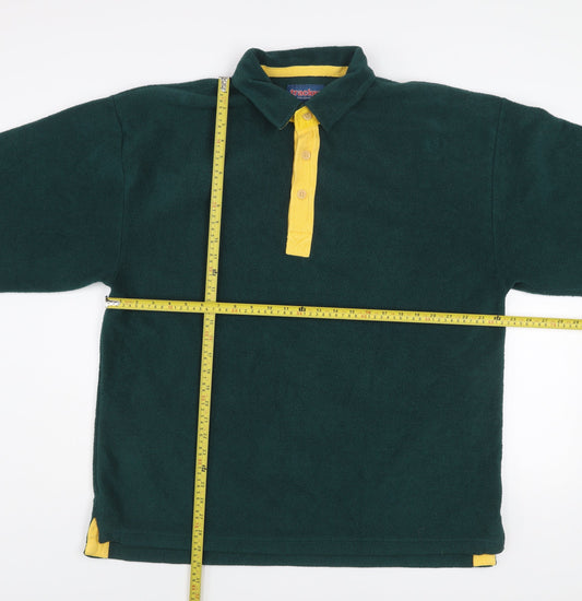 Tracker Mens Green Fleece Henley Sweatshirt Size L Outdoor Warm Top