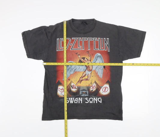 Rock@Tees Men’s Black Led Zeppelin Swan Song Band T-Shirt L