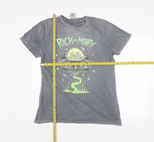 Rick and Morty Mens Grey Medium Graphic Cotton T-Shirt