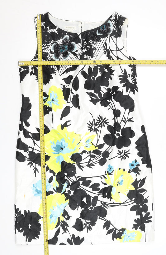 Monsoon Womens Multicoloured Beaded Floral Sleeveless Shift Dress Size 16