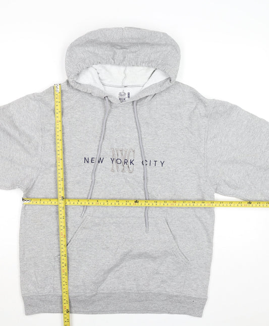 Mens UK Size M Fruit of the Loom Grey Pullover Hoodie