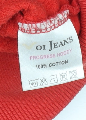 Voi Jeans Mens Red 2XL Pullover Hoodie Sweatshirt Cotton