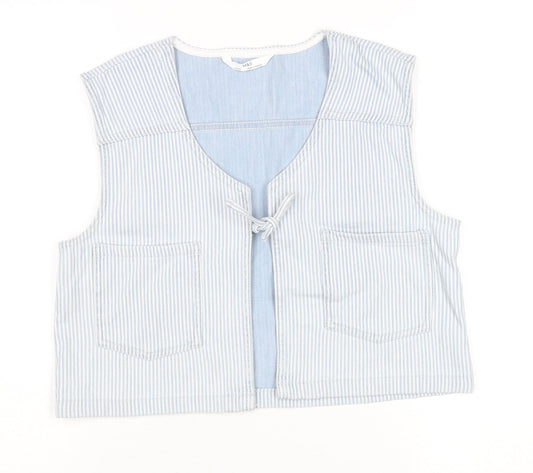 Marks and Spencer Girls Blue Striped Cotton Waistcoat 15-16 Years