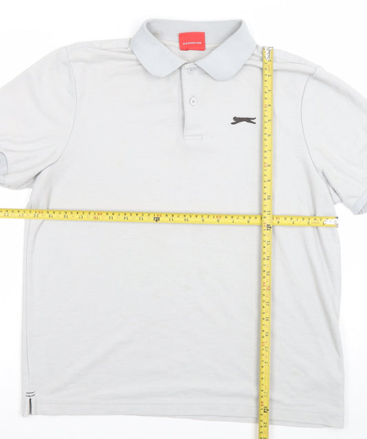 Slazenger Men's Grey Regular Fit Cotton Blend Polo Shirt L