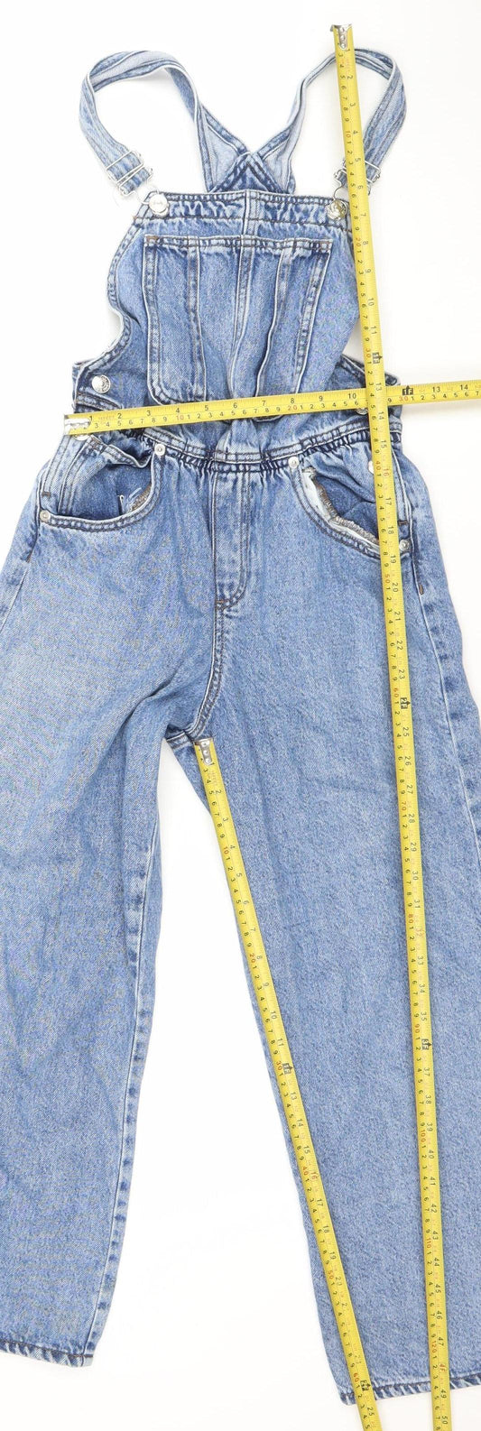 ZARA Girls Blue Denim Dungaree Jumpsuit 13-14 Years Adjustable Straps